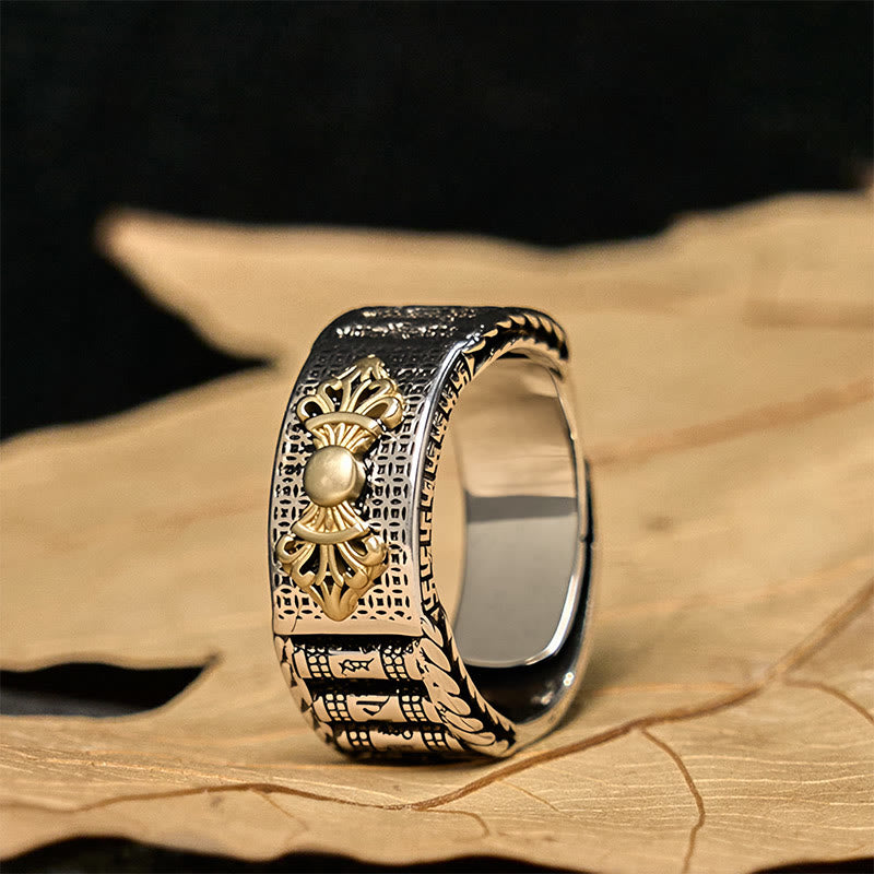 Wear FengShui Vintage Prayer Wheel Om Mani Padme Hum Copper Adjustable Wealth Ring