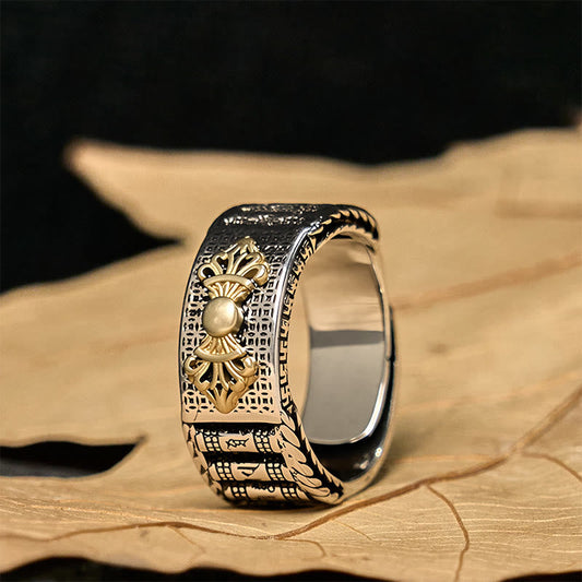 Wear FengShui Vintage Prayer Wheel Om Mani Padme Hum Copper Adjustable Wealth Ring