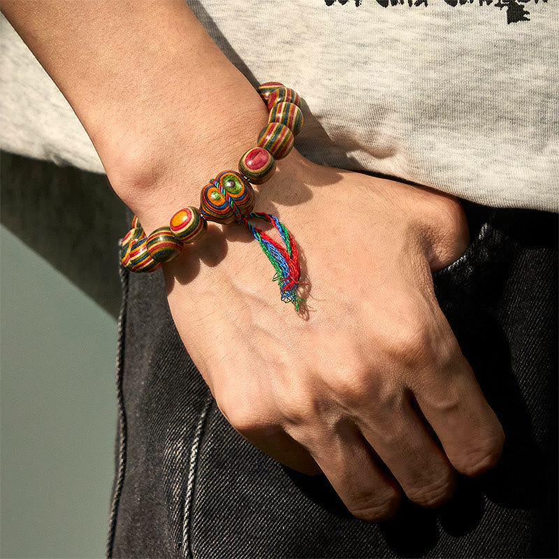 Wear FengShui Colorful Rainbow Eucalyptus Gourd Positive Bracelet
