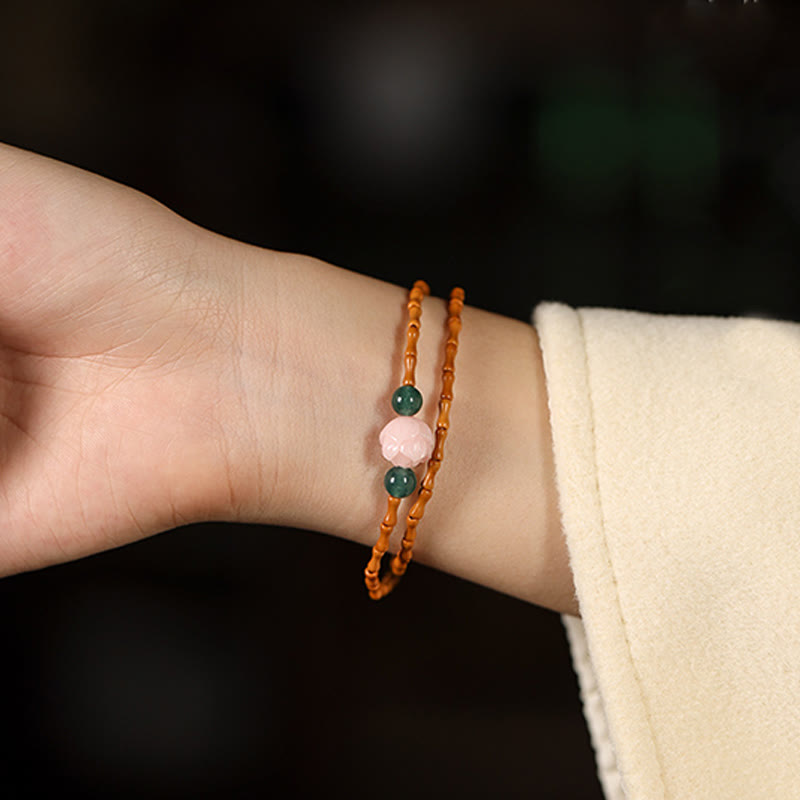 Wear FengShui Ultra-fine Olive Pit Lotus Inner Strength Double Circle Bracelet