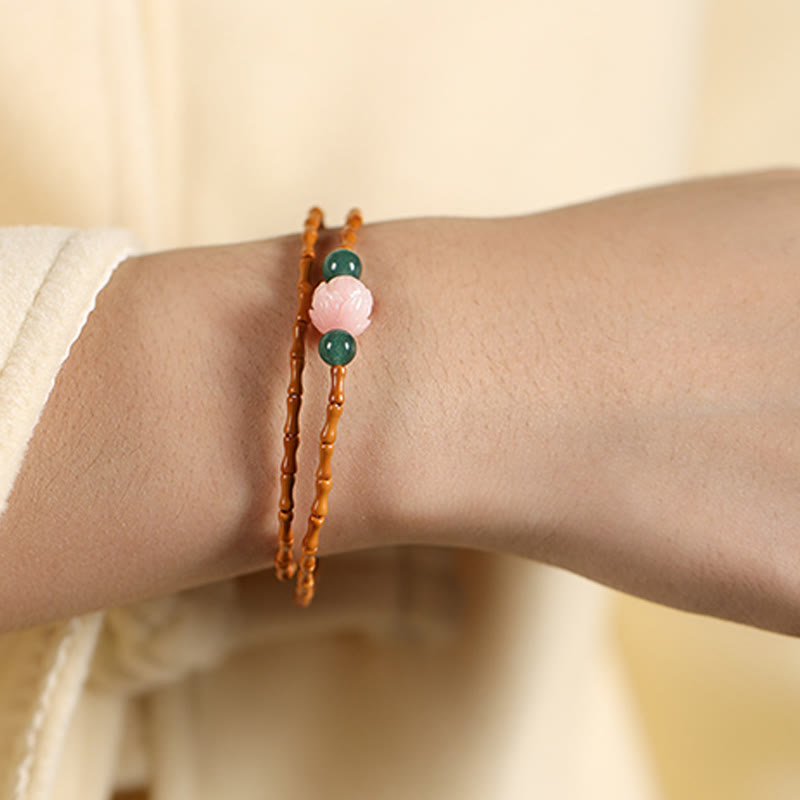 Wear FengShui Ultra-fine Olive Pit Lotus Inner Strength Double Circle Bracelet