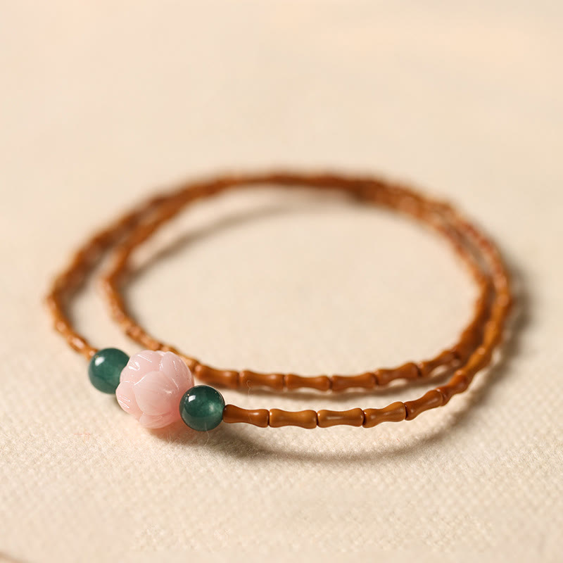 Wear FengShui Ultra-fine Olive Pit Lotus Inner Strength Double Circle Bracelet