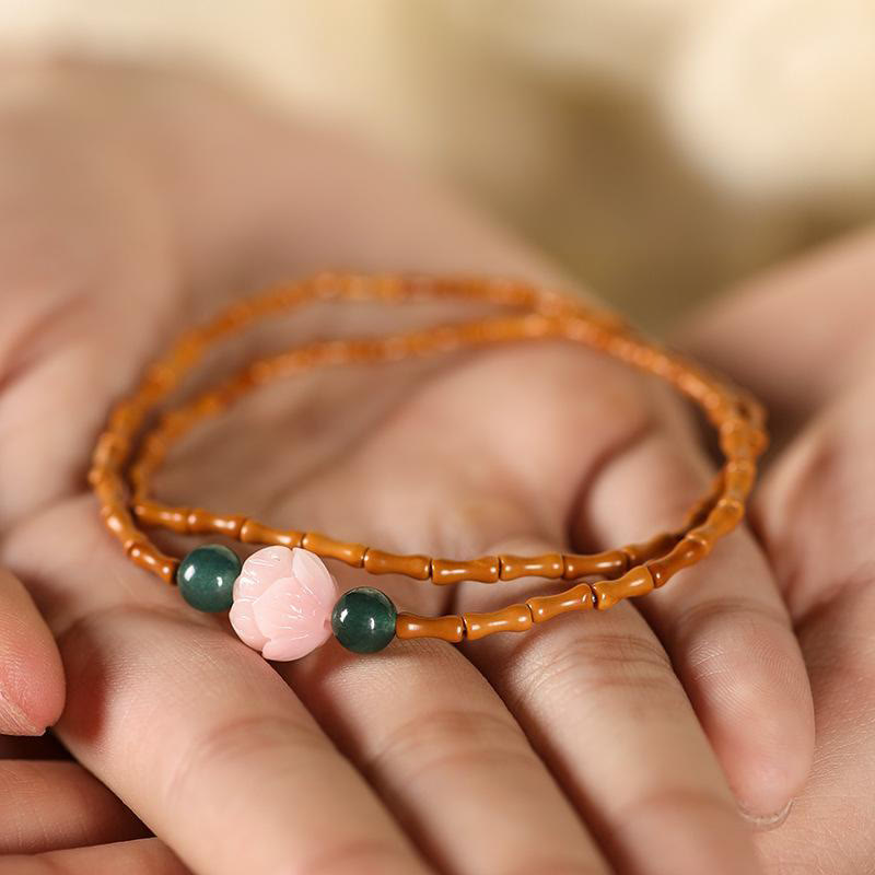 Wear FengShui Ultra-fine Olive Pit Lotus Inner Strength Double Circle Bracelet