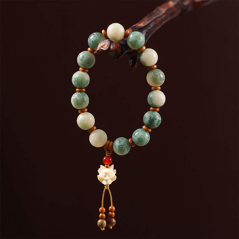 Wear FengShui Gradient Bodhi Seed Om Mani Padme Hum Carved Zakiram Peace Bracelet