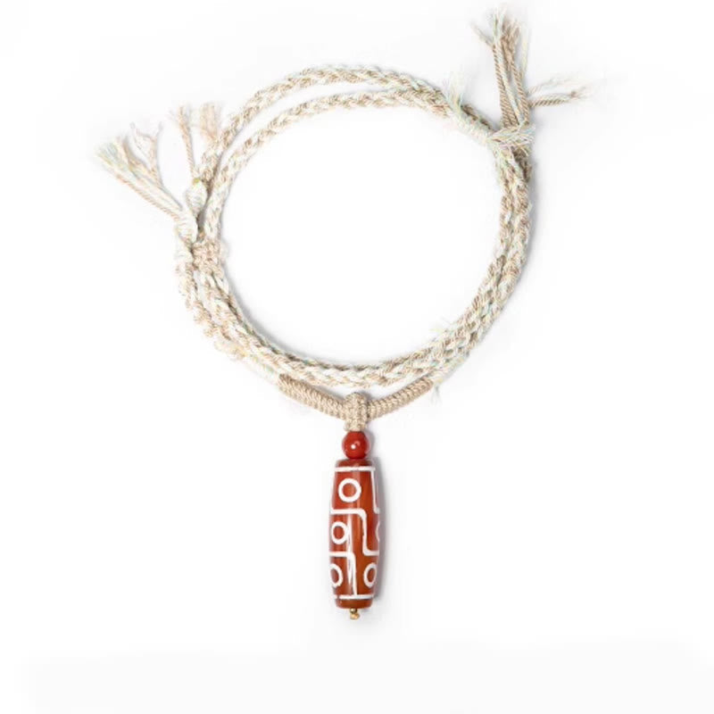 Wear FengShui Natural Red Agate Nine-eye Dzi Bead Power Rope Bracelet