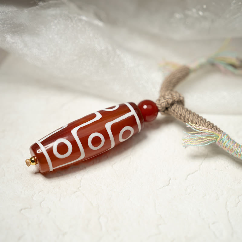 Wear FengShui Natural Red Agate Nine-eye Dzi Bead Power Rope Bracelet
