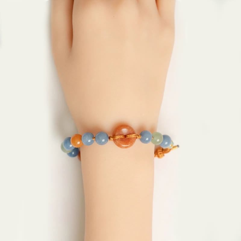 Wear FengShui Colored Aventurine Peace Buckle Cure Bracelet