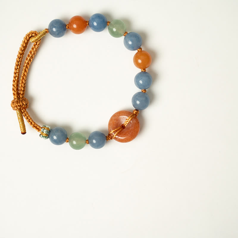 Wear FengShui Colored Aventurine Peace Buckle Cure Bracelet