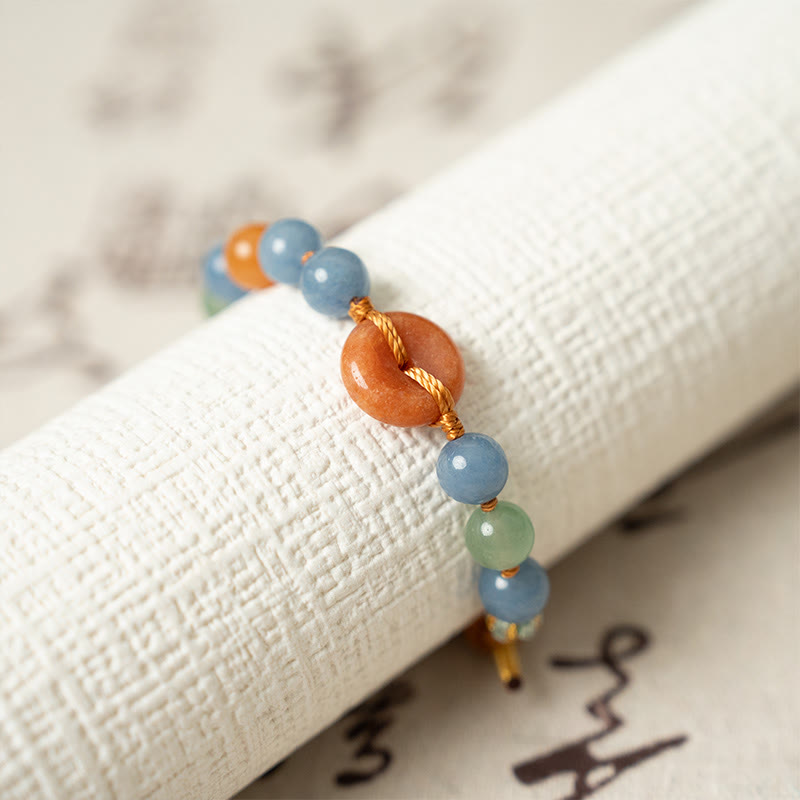 Wear FengShui Colored Aventurine Peace Buckle Cure Bracelet