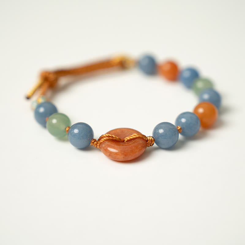 Wear FengShui Colored Aventurine Peace Buckle Cure Bracelet