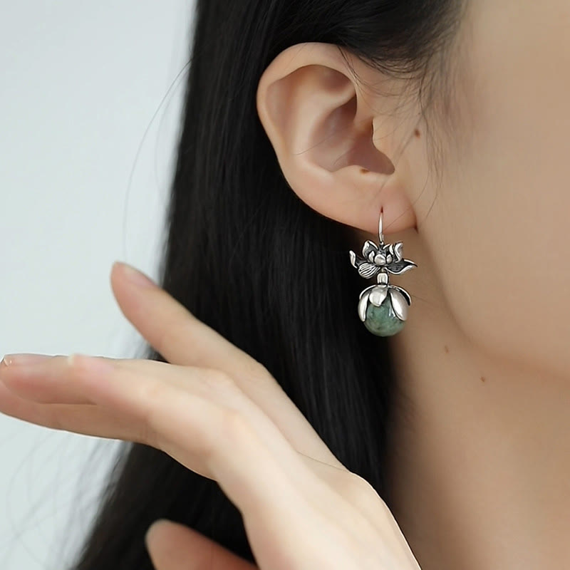 Wear FengShui Lotus Round Bead Copper Enlightenment Earrings
