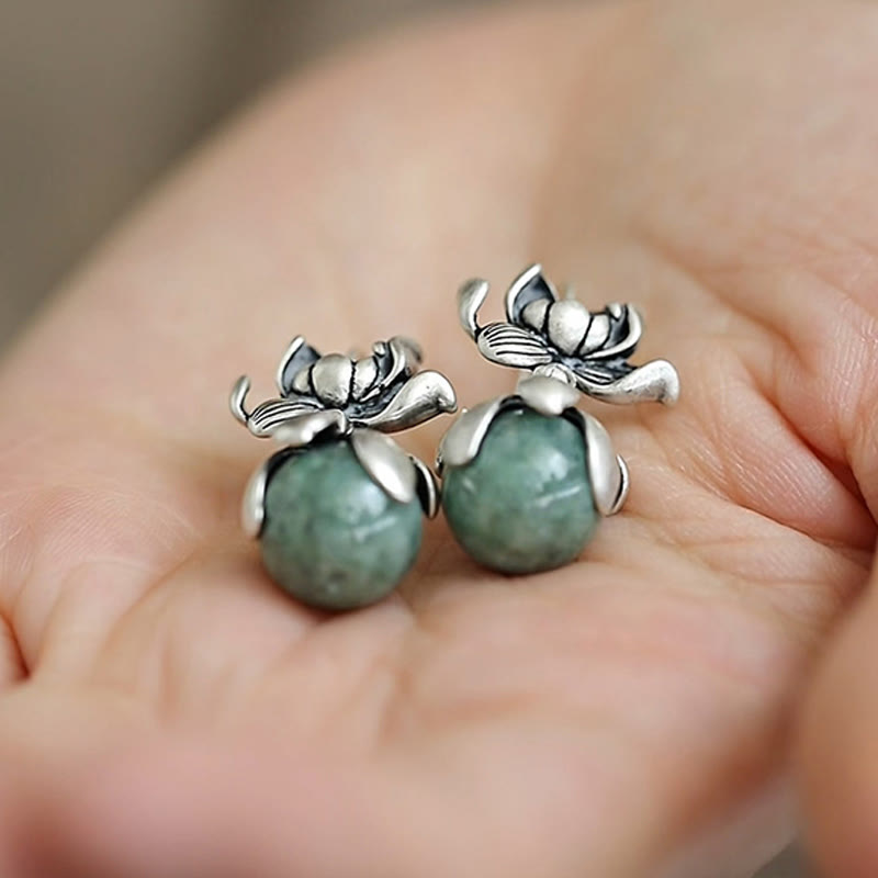 Wear FengShui Lotus Round Bead Copper Enlightenment Earrings