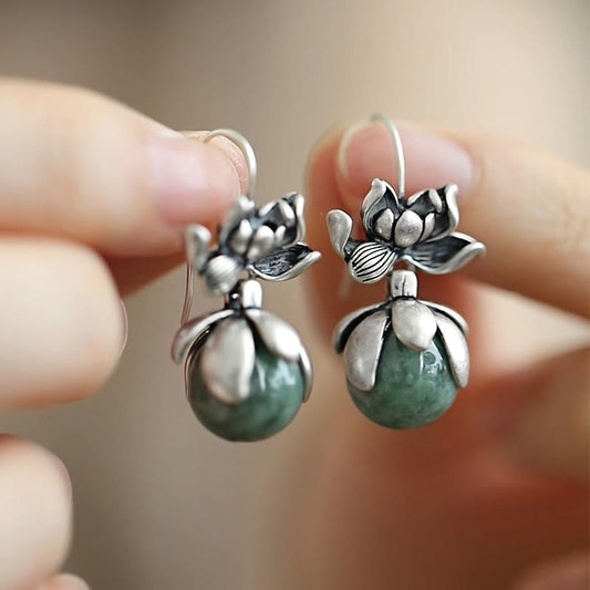 Wear FengShui Lotus Round Bead Copper Enlightenment Earrings