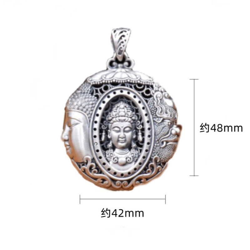 Wear FengShui Copper Buddha Devil Pattern Serenity Pendant Necklace