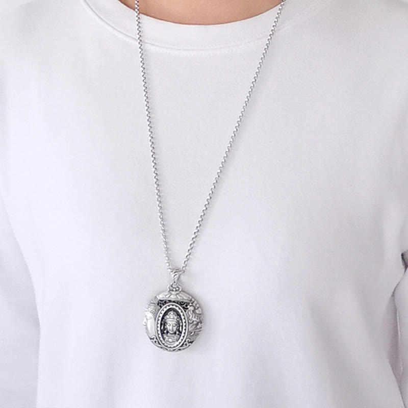 Wear FengShui Copper Buddha Devil Pattern Serenity Pendant Necklace