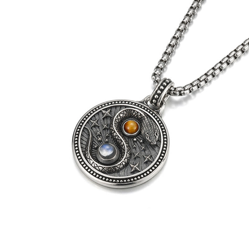 Wear FengShui Snake Yin Yang Symbol Copper Wealth Necklace Pendant