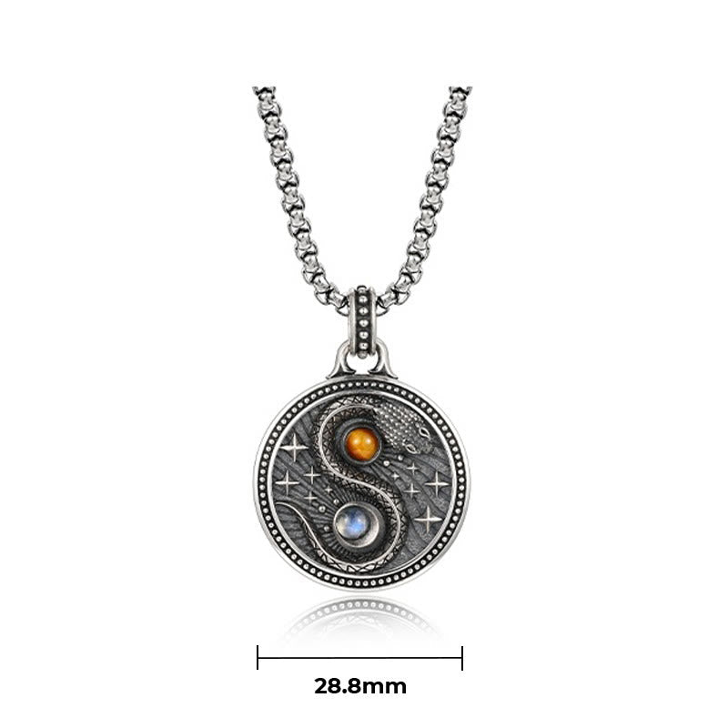 Wear FengShui Snake Yin Yang Symbol Copper Wealth Necklace Pendant