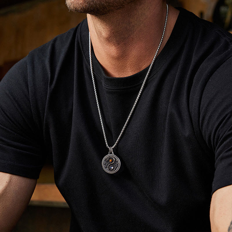 Wear FengShui Snake Yin Yang Symbol Copper Wealth Necklace Pendant