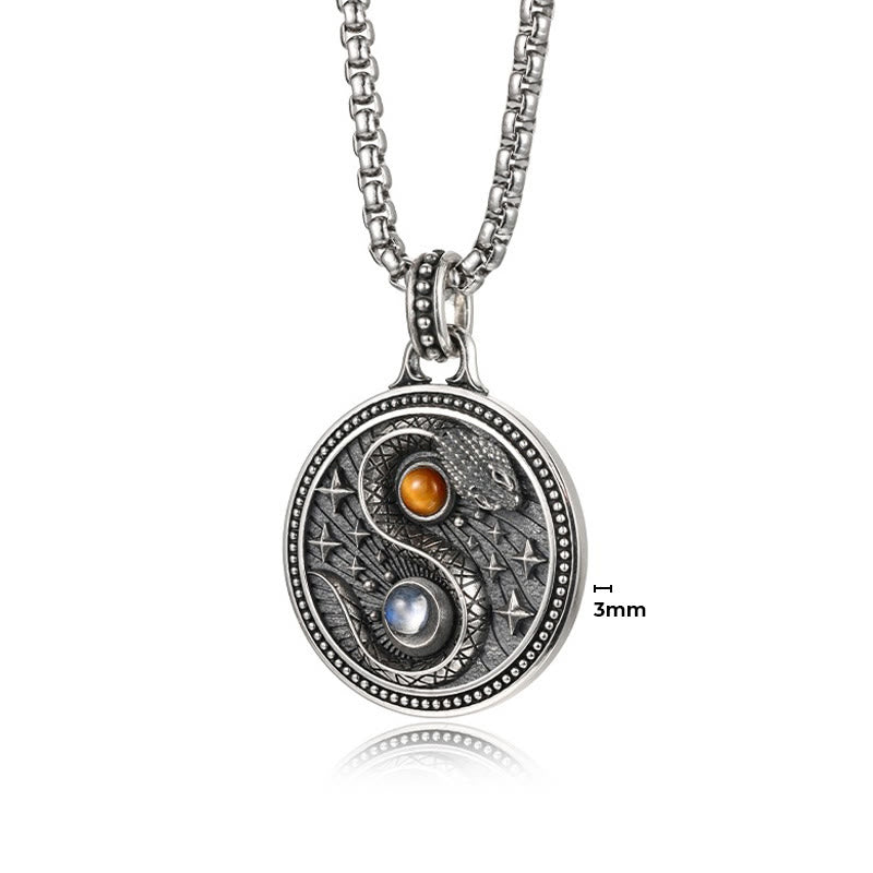 Wear FengShui Snake Yin Yang Symbol Copper Wealth Necklace Pendant