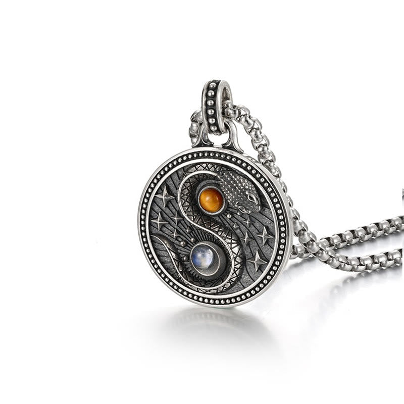 Wear FengShui Snake Yin Yang Symbol Copper Wealth Necklace Pendant