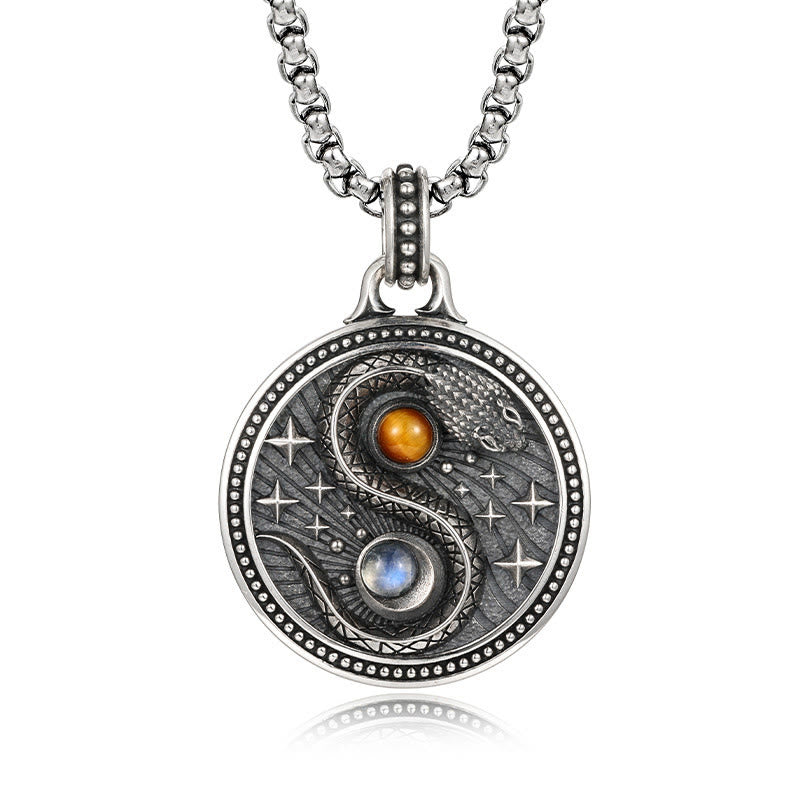 Wear FengShui Snake Yin Yang Symbol Copper Wealth Necklace Pendant