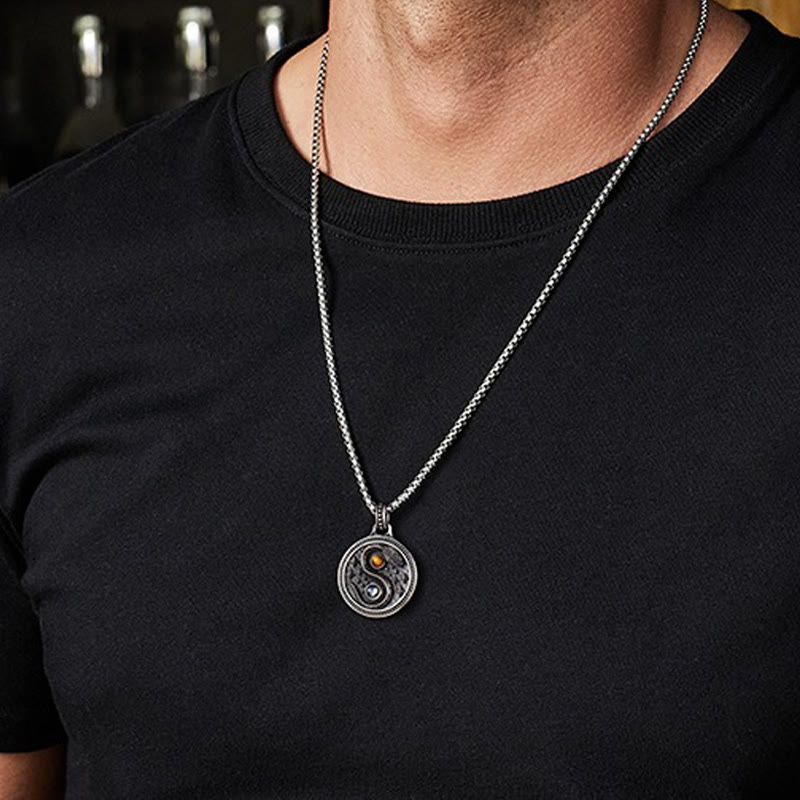 Wear FengShui Snake Yin Yang Symbol Copper Wealth Necklace Pendant