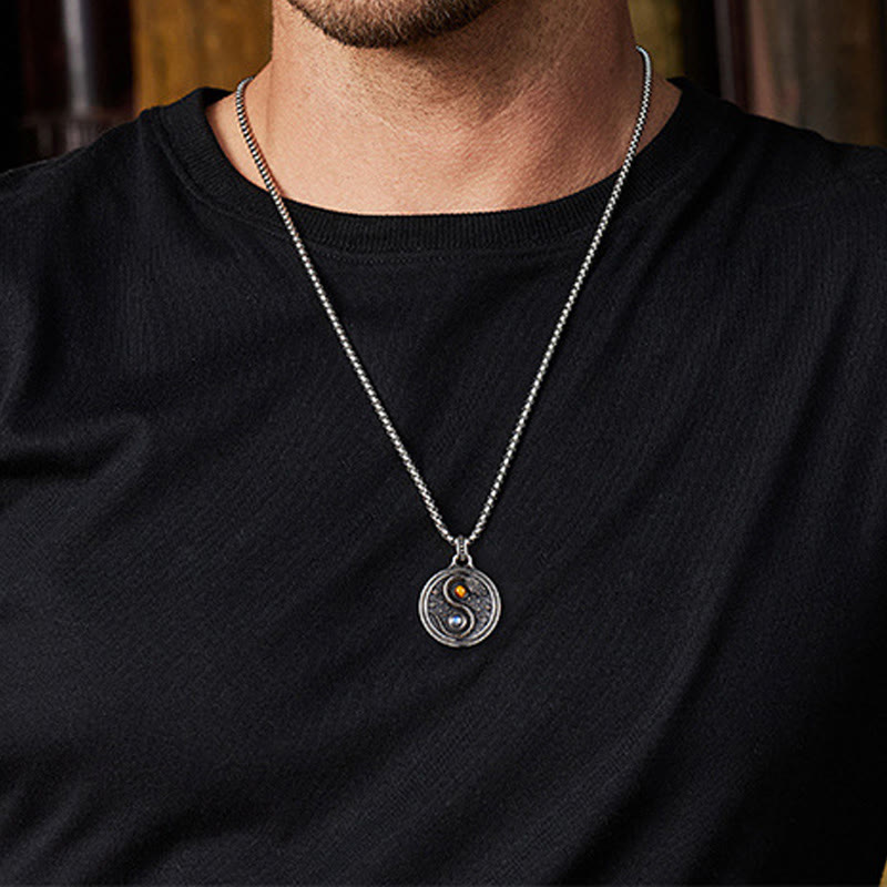 Wear FengShui Snake Yin Yang Symbol Copper Wealth Necklace Pendant