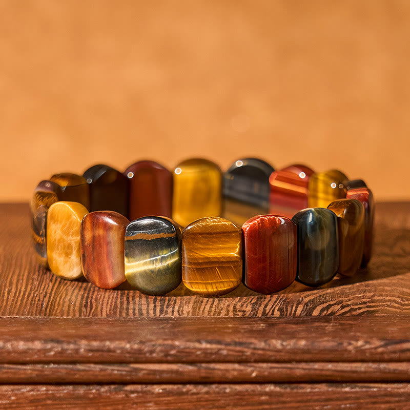 Wear FengShui Natural Colored Tiger Eye Oval Beads Strength Bracelet