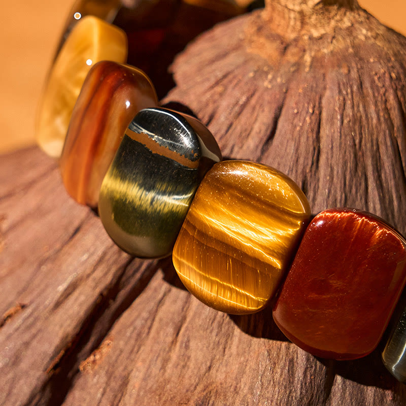 Wear FengShui Natural Colored Tiger Eye Oval Beads Strength Bracelet