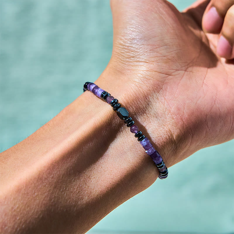 Wear FengShui Amethyst Hematite Spiritual Awareness Bracelet