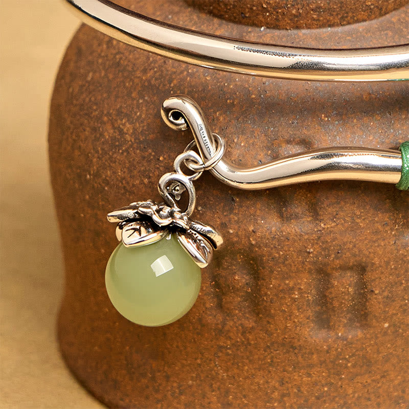 Wear FengShui Copper Alloy Green Bead Charm Luck Cuff Bracelet Bangle