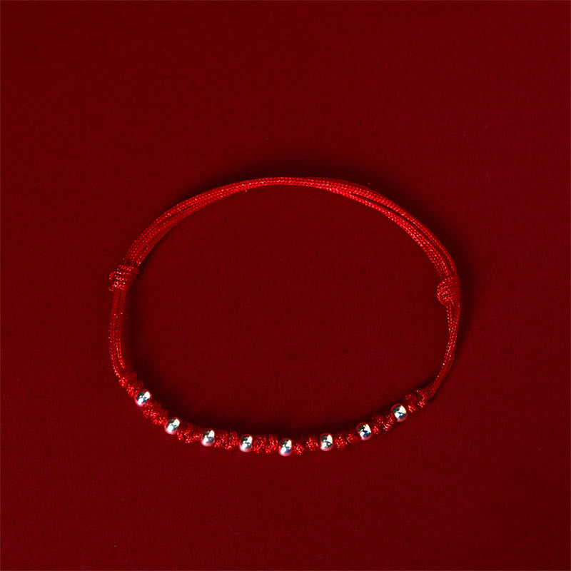 Wear FengShui 925 Sterling Silver Beads Red String Adjustable Luck Bracelet