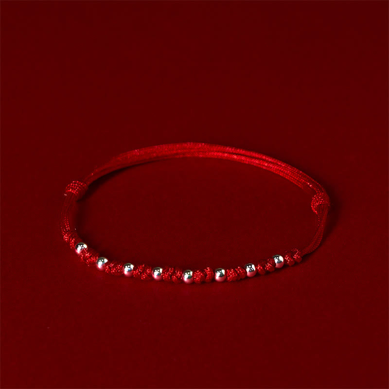 Wear FengShui 925 Sterling Silver Beads Red String Adjustable Luck Bracelet