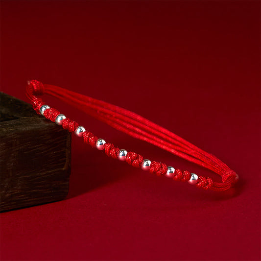 Wear FengShui 925 Sterling Silver Beads Red String Adjustable Luck Bracelet