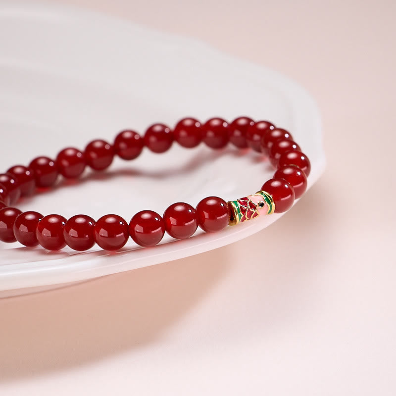 Wear FengShui Natural Red Agate Lucky Koi Fish Confidence Bracelet
