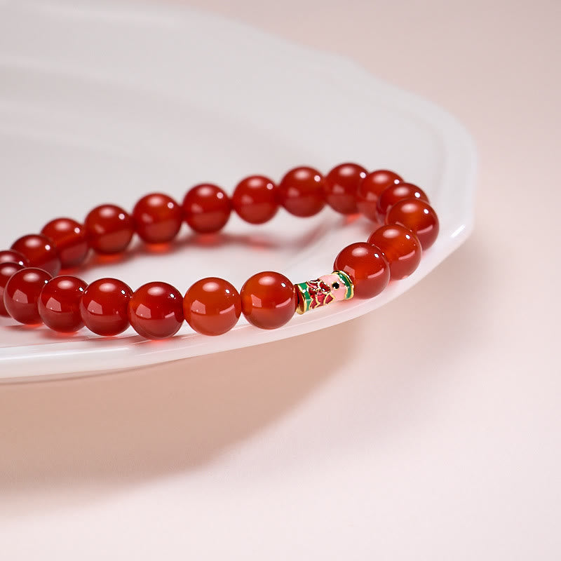 Wear FengShui Natural Red Agate Lucky Koi Fish Confidence Bracelet