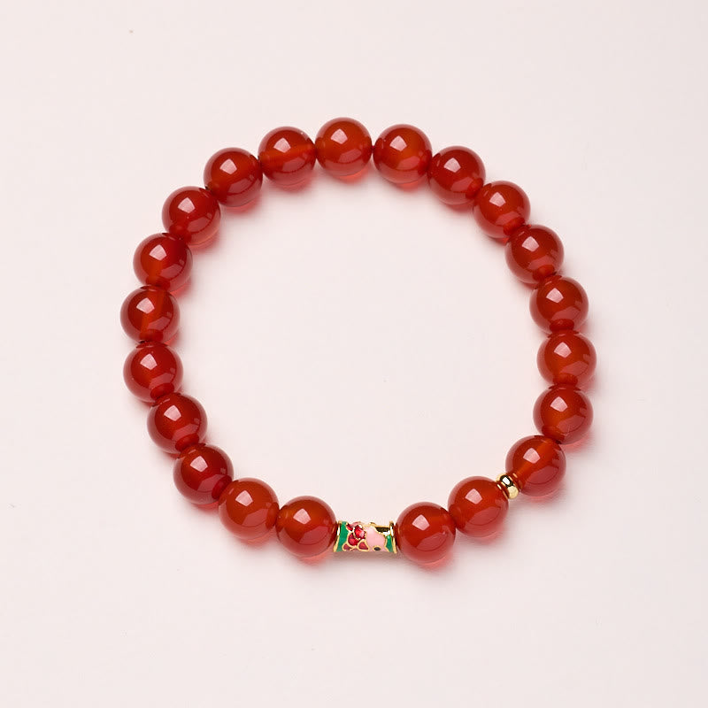 Wear FengShui Natural Red Agate Lucky Koi Fish Confidence Bracelet