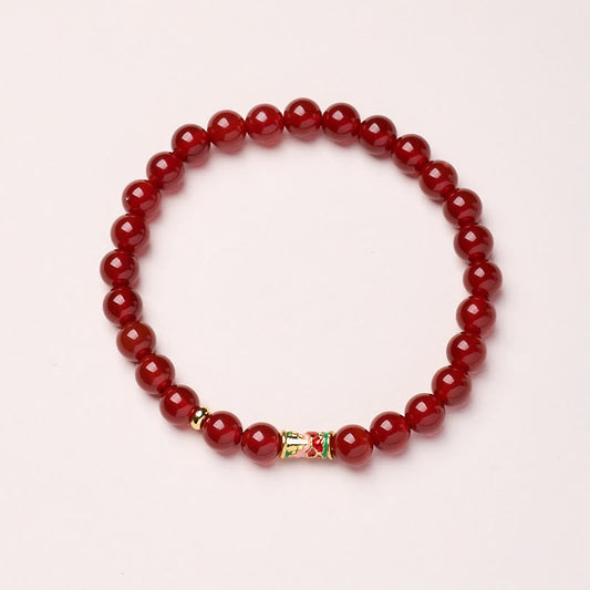 Wear FengShui Natural Red Agate Lucky Koi Fish Confidence Bracelet