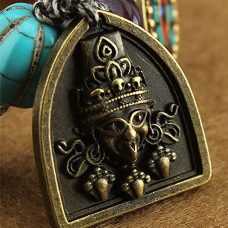 Wear FengShui Tibetan Buddha's Eye Turquoise Lotus Zakiram Protection Rope Bracelet