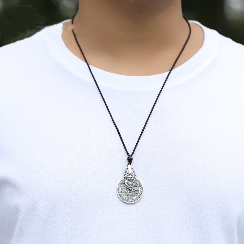 Wear FengShui Mountain Ghosts Spend Money Bagua Design Copper Pixiu Harmony Necklace Pendant
