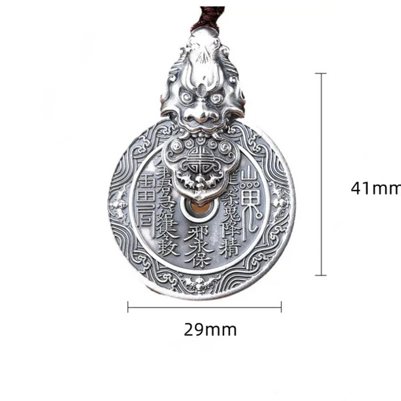Wear FengShui Mountain Ghosts Spend Money Bagua Design Copper Pixiu Harmony Necklace Pendant