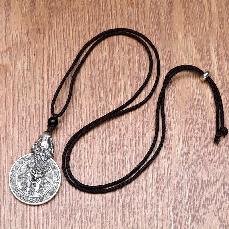 Wear FengShui Mountain Ghosts Spend Money Bagua Design Copper Pixiu Harmony Necklace Pendant