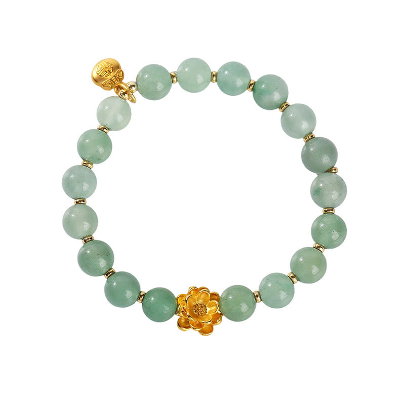 Wear FengShui Natural Jade Green Aventurine Gourd Fu Character Luck Bracelet