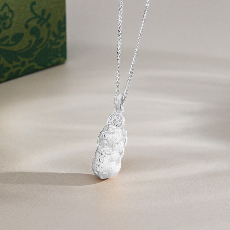Wear FengShui 925 Sterling Silver Mini PiXiu Dorje Vajra Wealth Necklace Pendant
