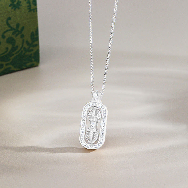 Wear FengShui 925 Sterling Silver Mini PiXiu Dorje Vajra Wealth Necklace Pendant