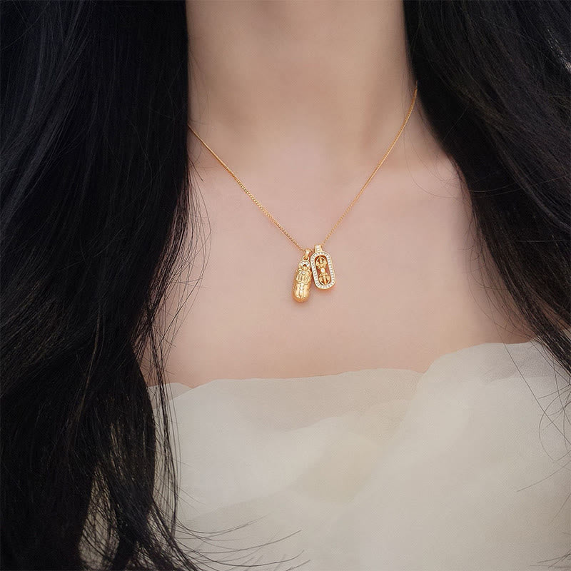 Wear FengShui 925 Sterling Silver Mini PiXiu Dorje Vajra Wealth Necklace Pendant