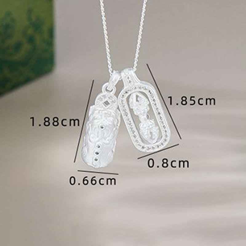Wear FengShui 925 Sterling Silver Mini PiXiu Dorje Vajra Wealth Necklace Pendant