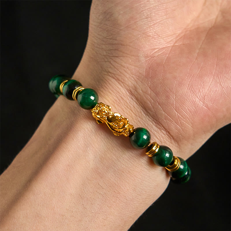 Wear FengShui Various Color Tiger Eye Beads Spacer Beads Pixiu Wealth Courage Bracelet