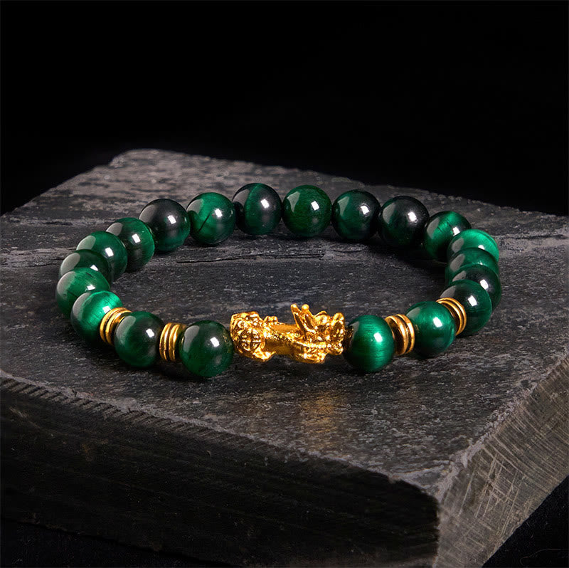 Wear FengShui Various Color Tiger Eye Beads Spacer Beads Pixiu Wealth Courage Bracelet