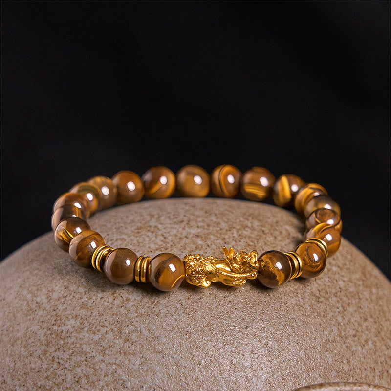 Wear FengShui Various Color Tiger Eye Beads Spacer Beads Pixiu Wealth Courage Bracelet